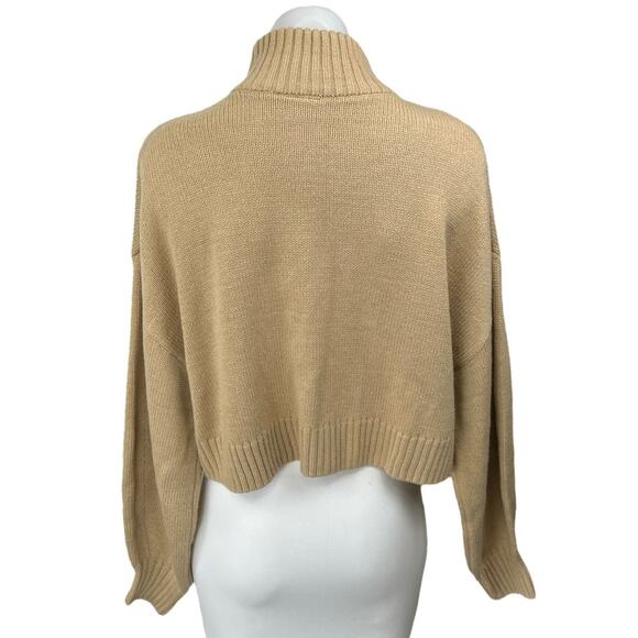Divided by H&M Tan Nude Ribbed Knit Full Zip Cozy Cardigan Sweater Top Size M - Picture 2 of 4
